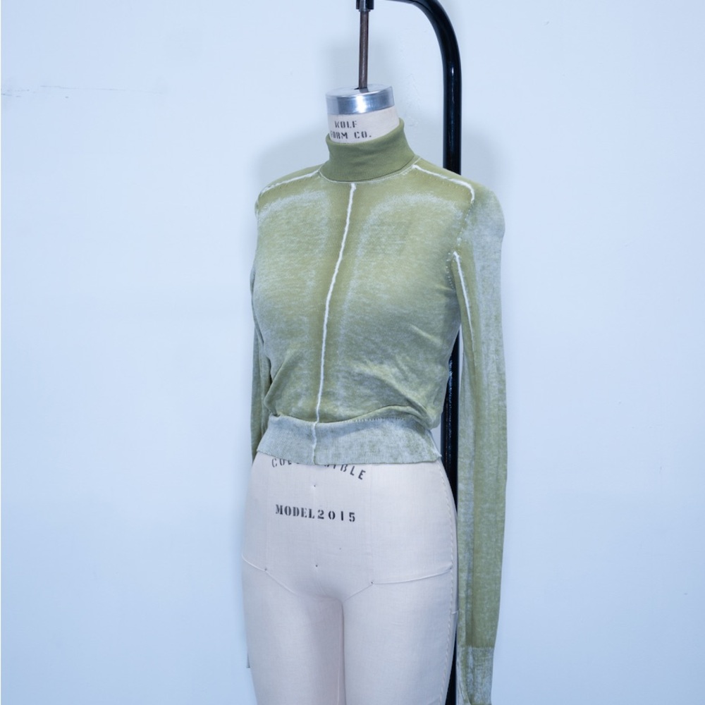 Acne Studios Illusion Distressed Print Turtleneck Sweater